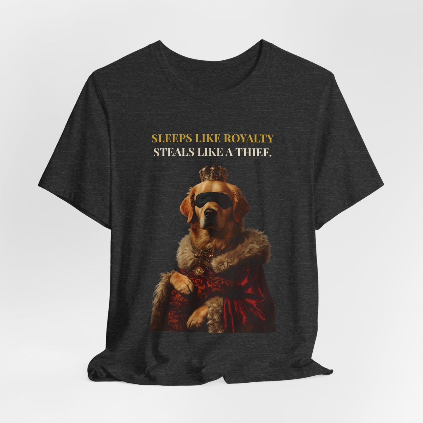 Sleeps Like Royalty Golden Retriever T-Shirt — Navy colourway
