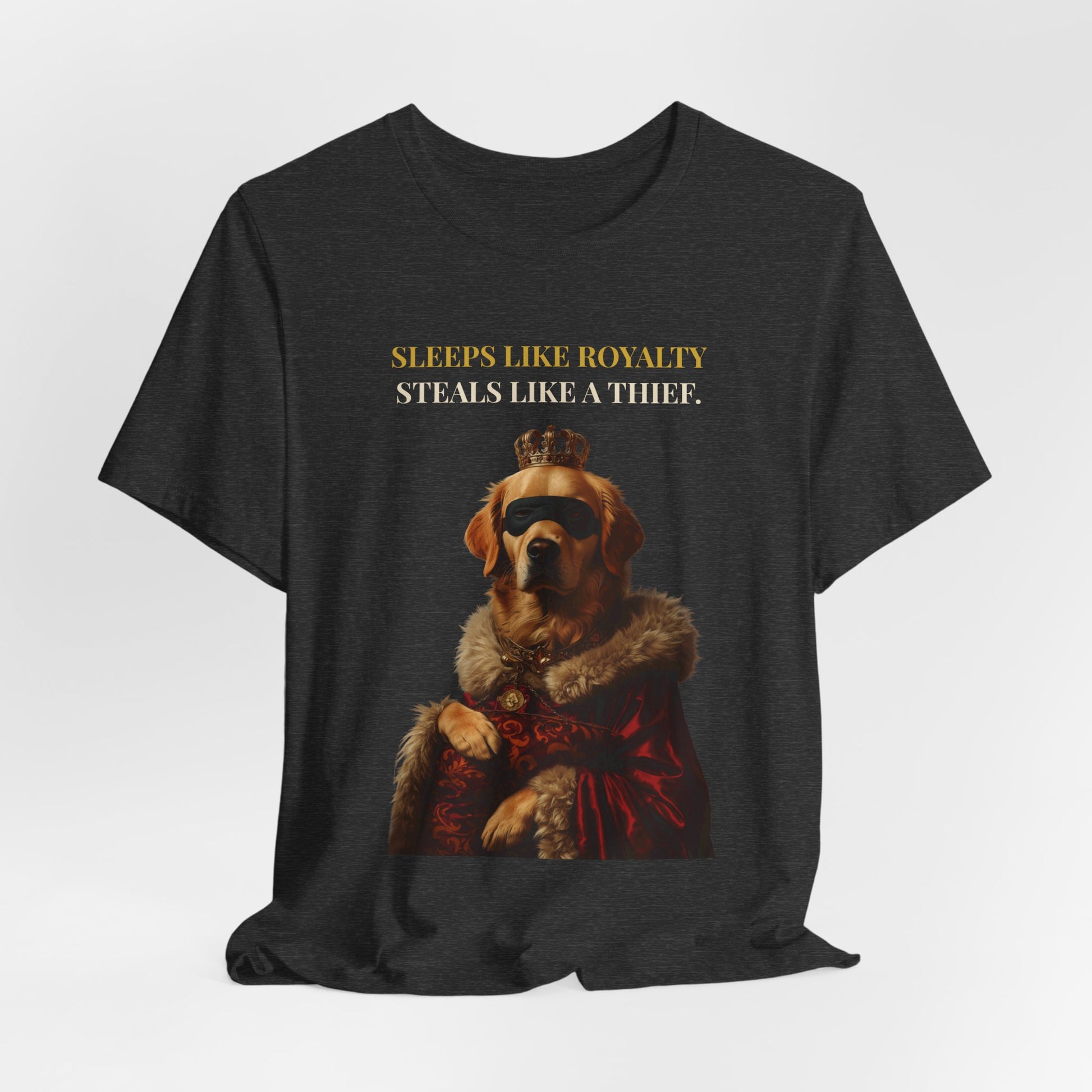 Sleeps Like Royalty Golden Retriever T-Shirt — Navy colourway