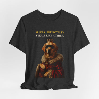 Sleeps Like Royalty Golden Retriever T-Shirt — Navy colourway