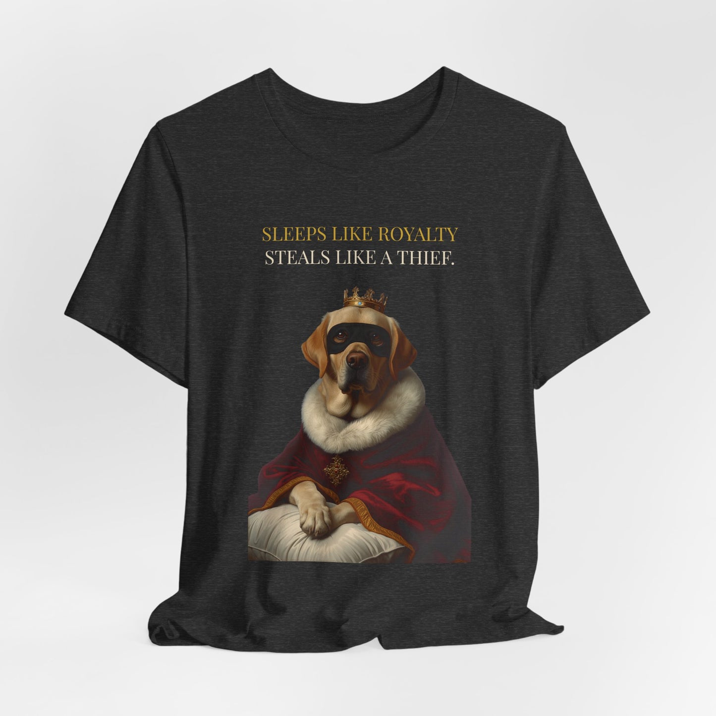 Sleeps Like Royalty Labrador T-Shirt — Navy colourway
