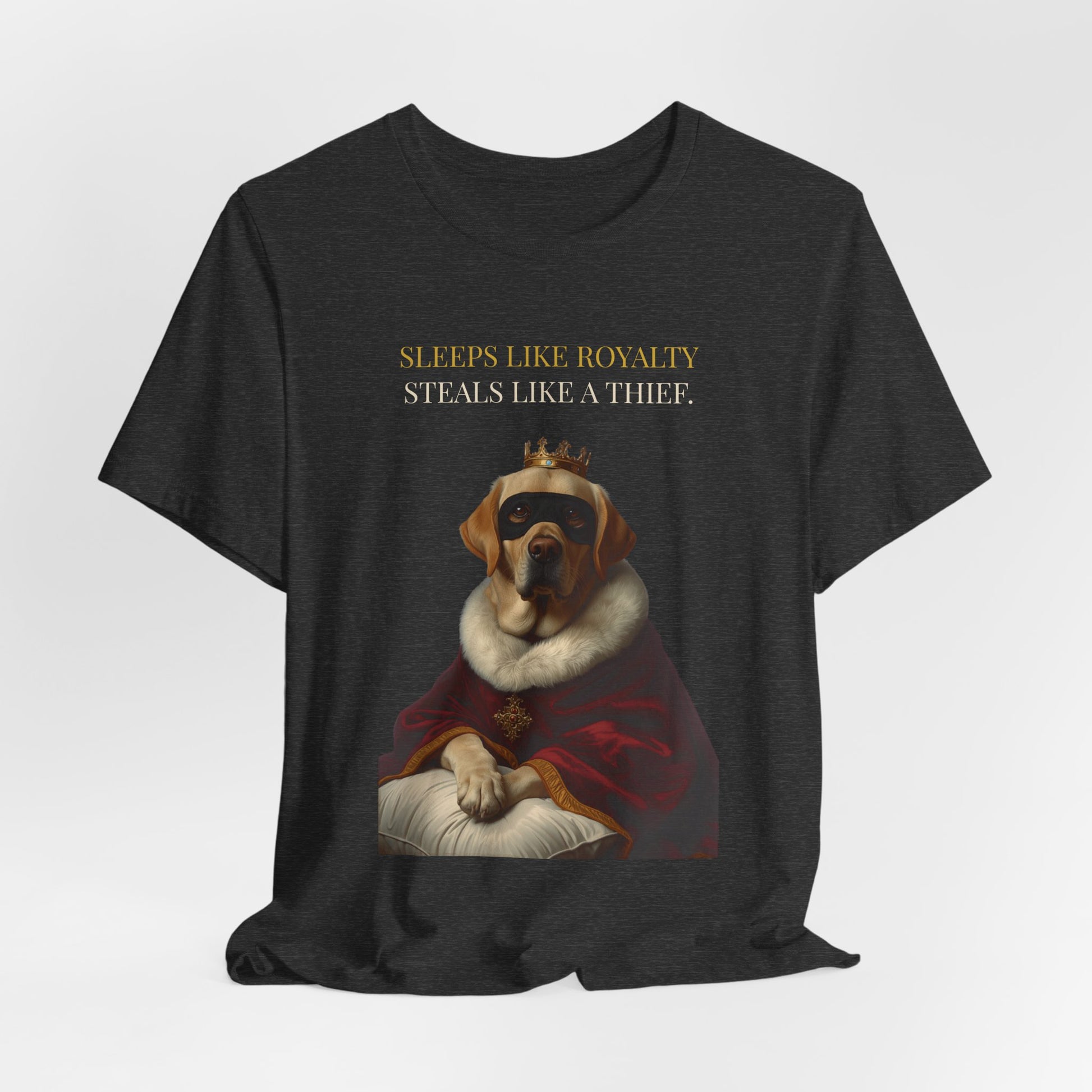 Sleeps Like Royalty Labrador T-Shirt — Navy colourway