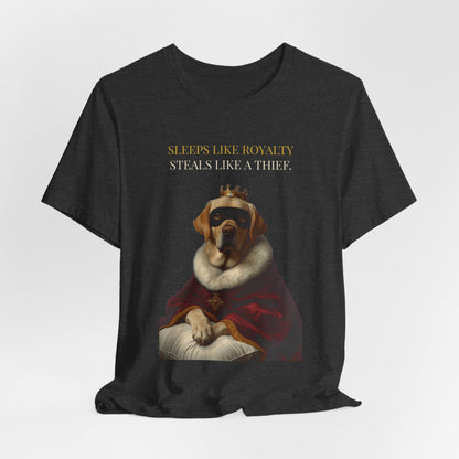 Sleeps Like Royalty Labrador T-Shirt — Navy colourway