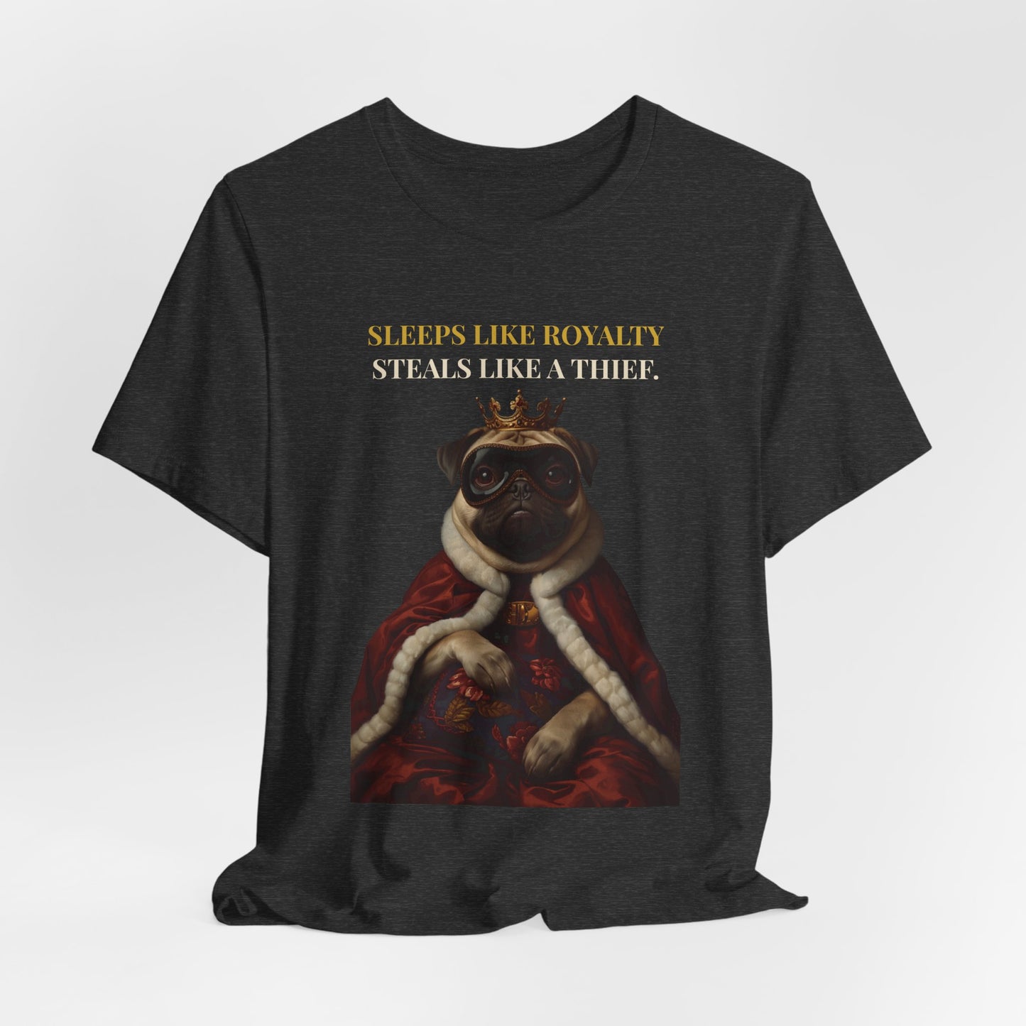 Sleeps Like Royalty Pug T-Shirt — Navy colourway