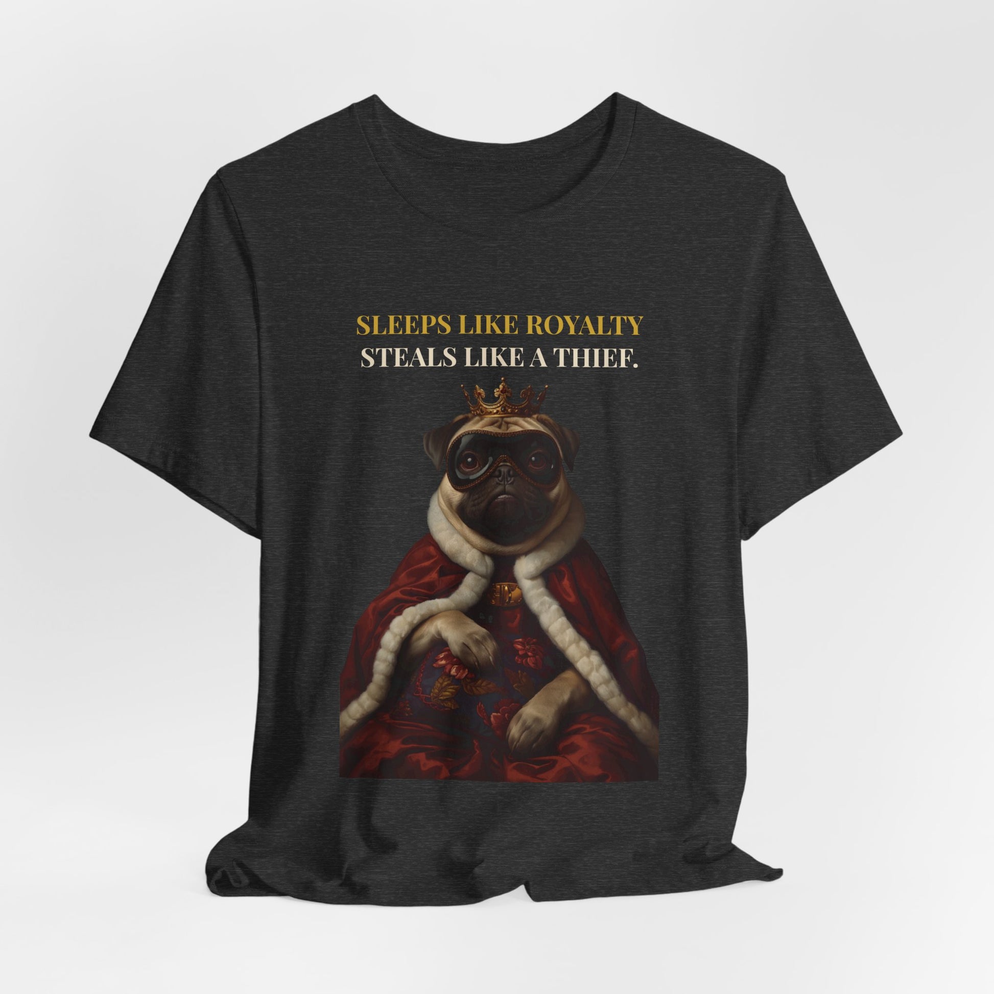 Sleeps Like Royalty Pug T-Shirt — Navy colourway