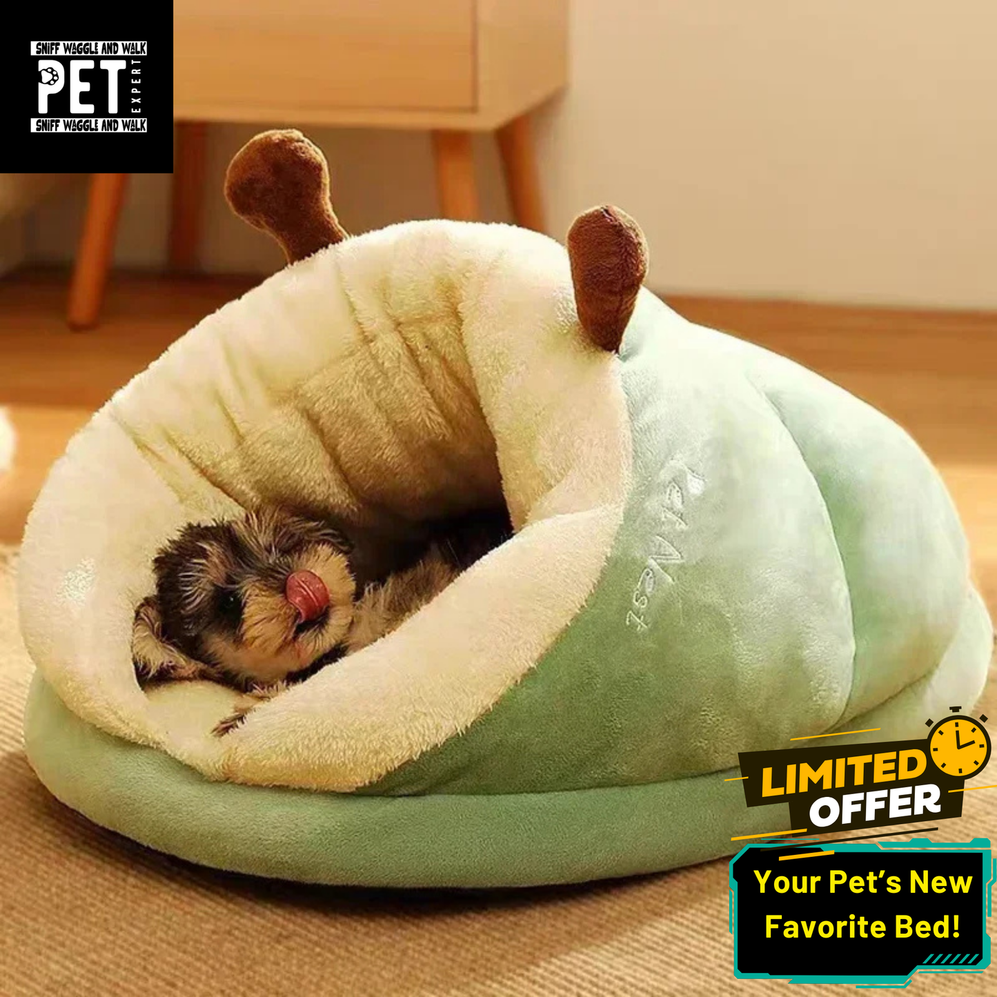 Comfy Slipper-Style Dog Bed – Snuggly & Fun for Your Pet. Sniffwaggleandwalk™