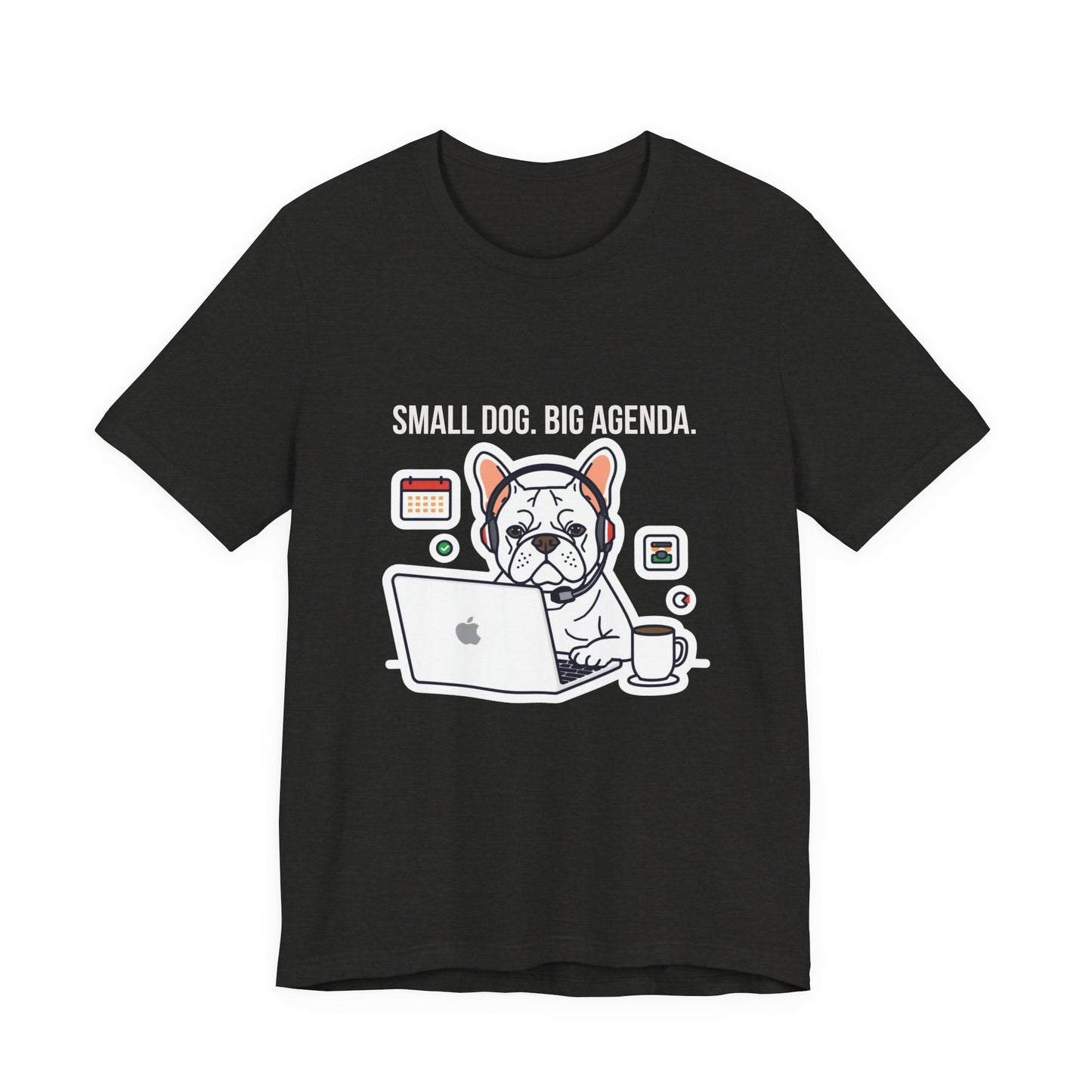Small Dog Big Agenda French Bulldog t-shirt neckline and collar detail