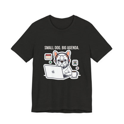 Small Dog Big Agenda French Bulldog t-shirt neckline and collar detail