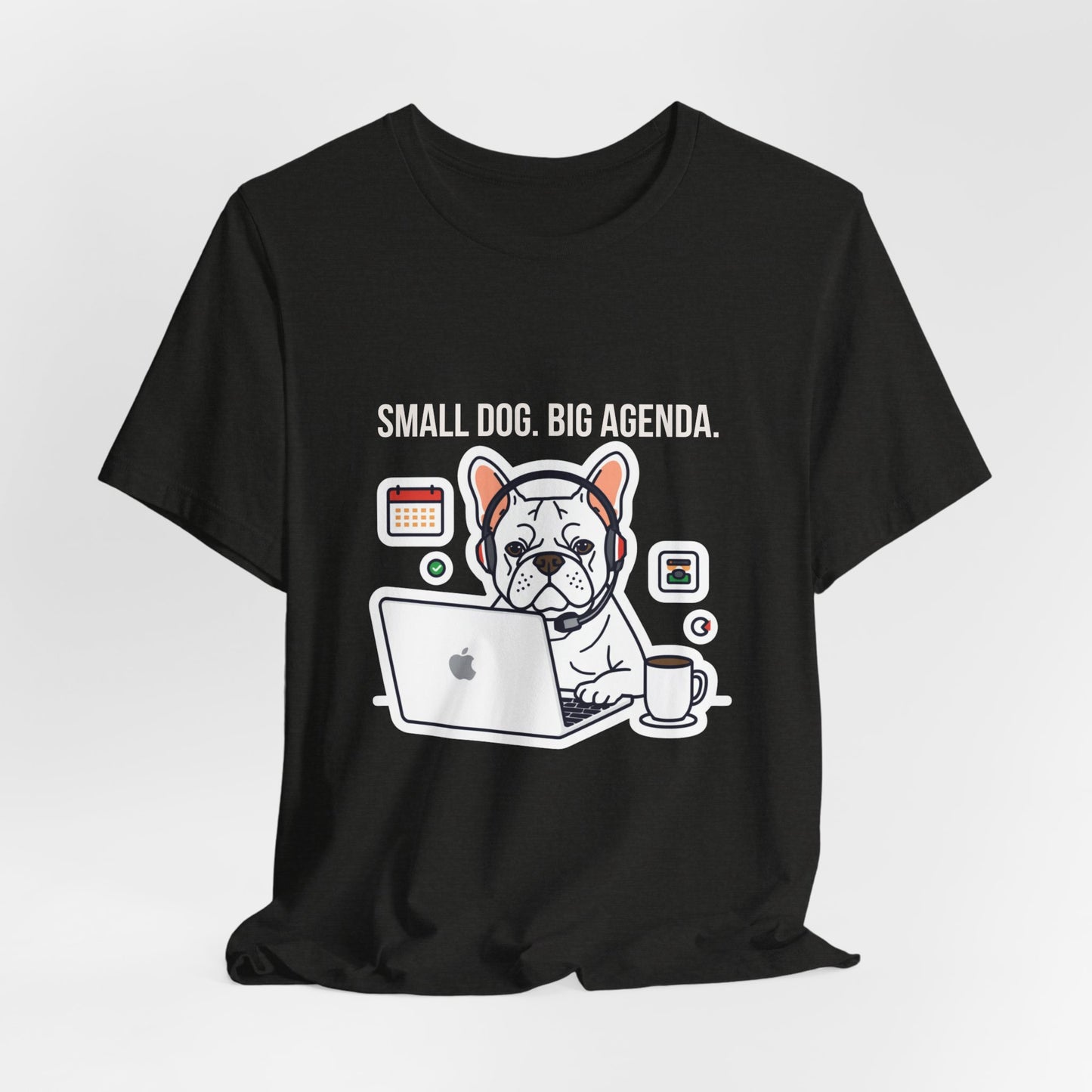 Lifestyle photo with French Bulldog dog wearing owner's matching tee