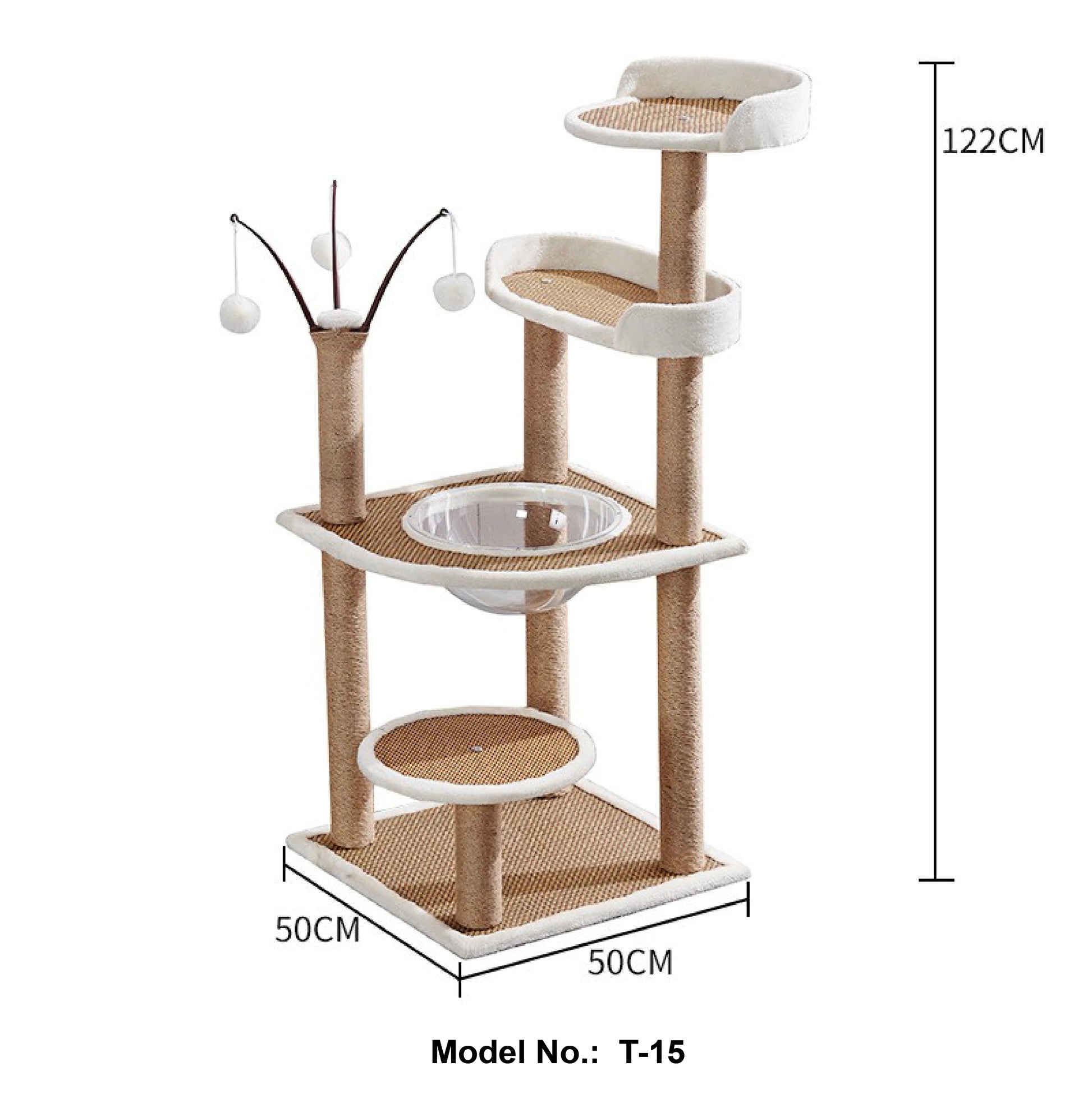 smaller cat tower 122cm tall 50ck-50cm base