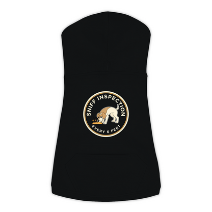 Sniff Inspection Dog Hoodie in Black, sizes L-3XL — funny dog walk print
