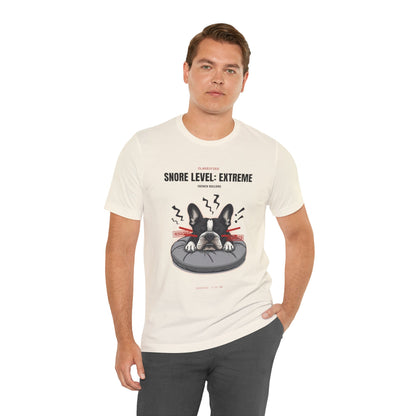 Snore Level Extreme French Bulldog t-shirt, size chart