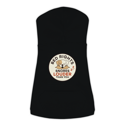 Snores Louder Than You funny dog hoodie in black, sizes L to 3XL
