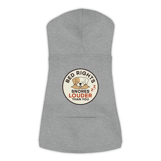 Snores Louder Than You funny dog hoodie in granite heather grey, sizes L to 3XL