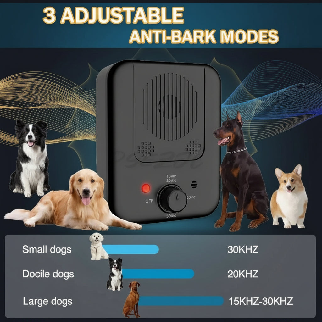 SonicPeace Pro humane ultrasonic bark deterrent — safe for dogs and humans, no shock collar, no e-collar