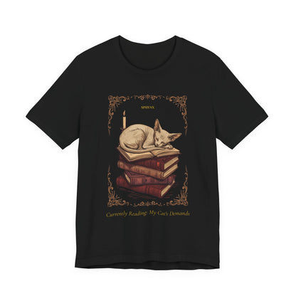 Sphynx cat t-shirt black colourway on model
