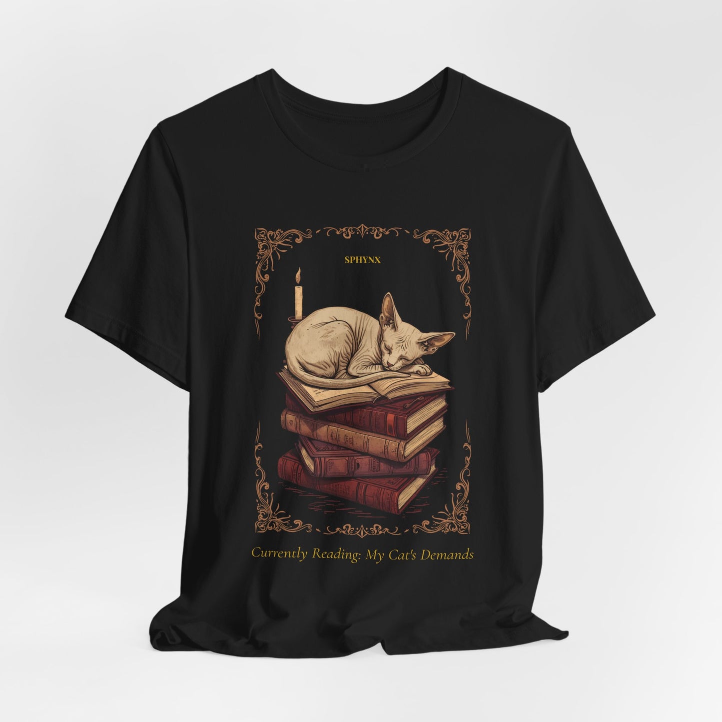 Sphynx cat t-shirt back view flat
