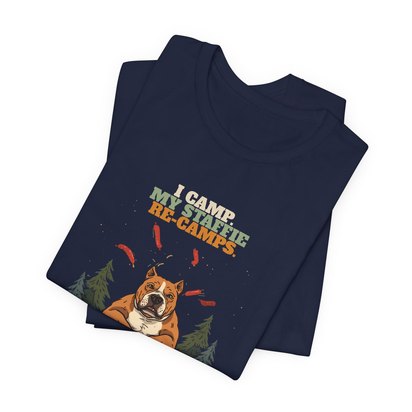 Staffie camping tee full design view