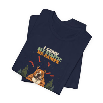 Staffie camping tee full design view