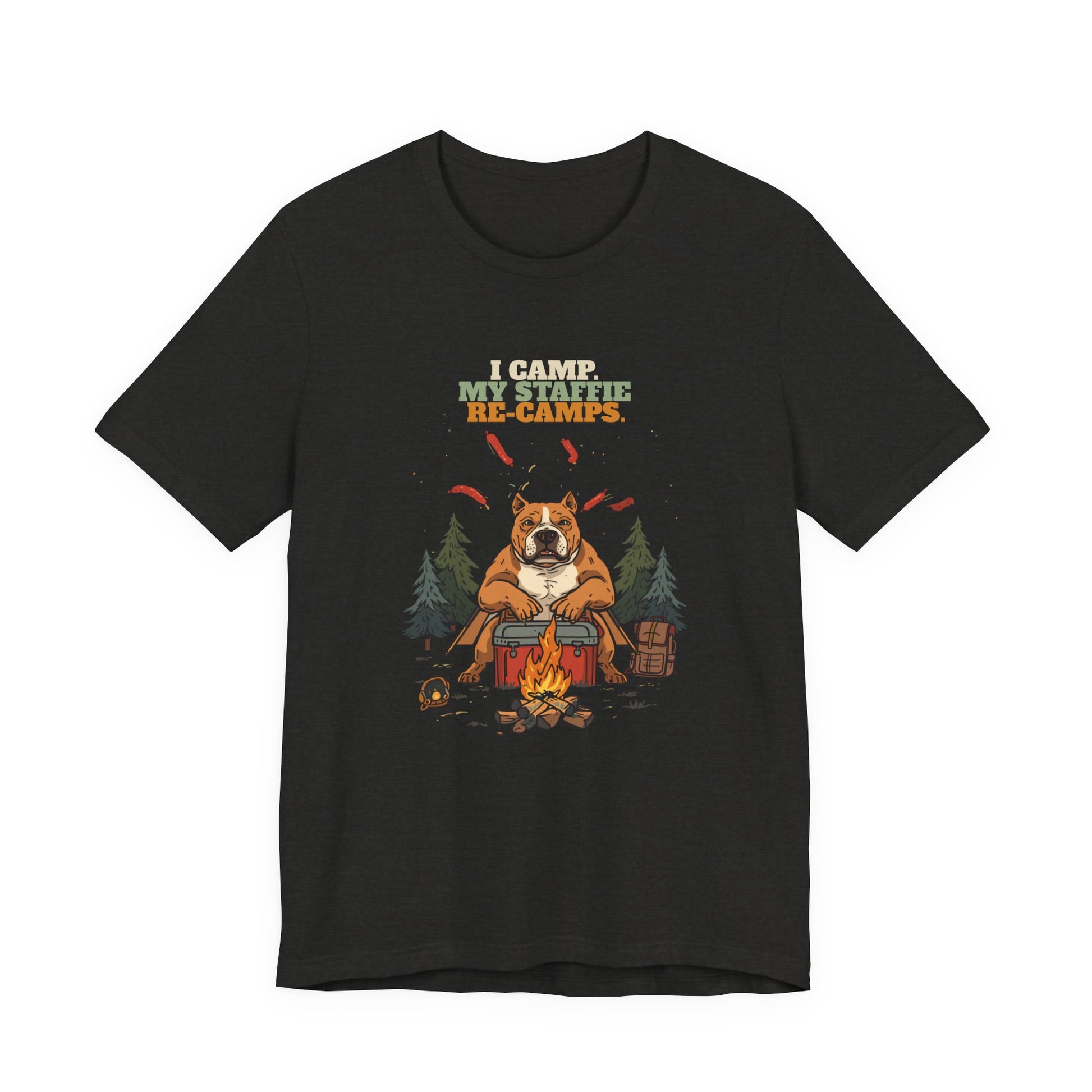 Staffie camping t-shirt Black colourway