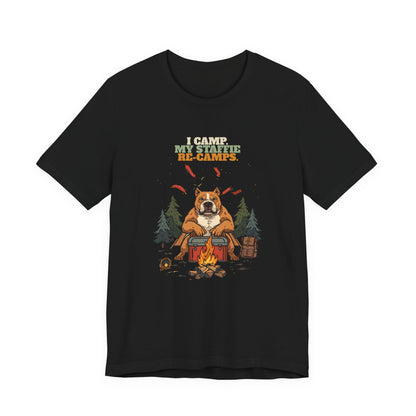 Staffie camping t-shirt colour option