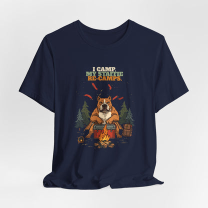 Staffie camping t-shirt final product photo