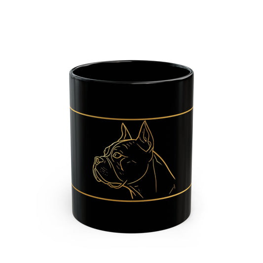 Staffie black ceramic mug — dog lover gift