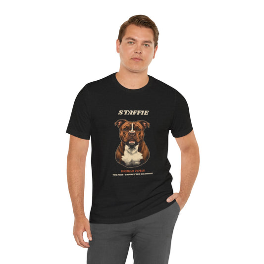 Staffie World Tour vintage band t-shirt design detail