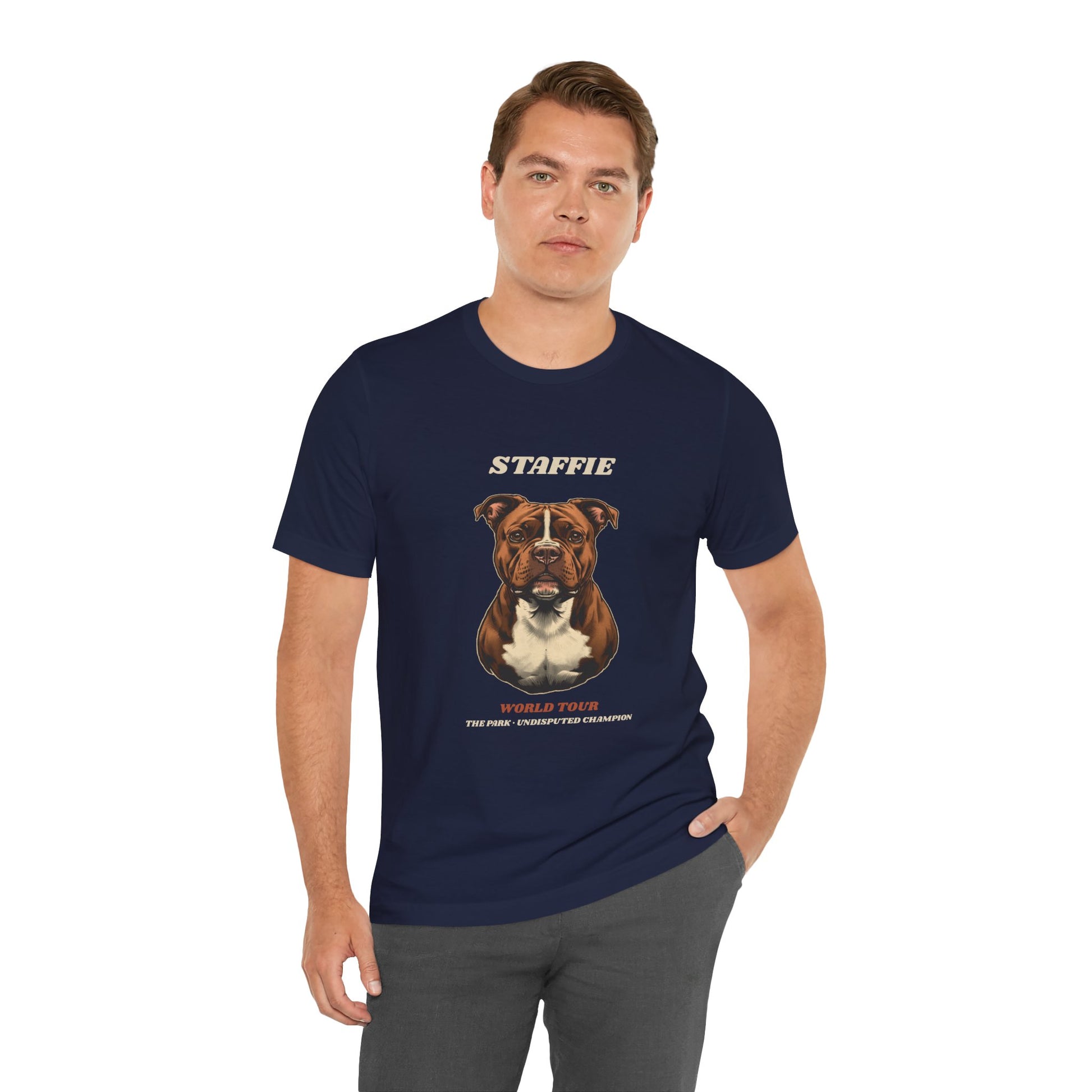Staffie World Tour vintage band t-shirt close-up