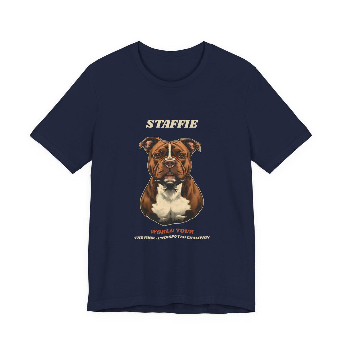 Staffie World Tour vintage band t-shirt on model outdoors