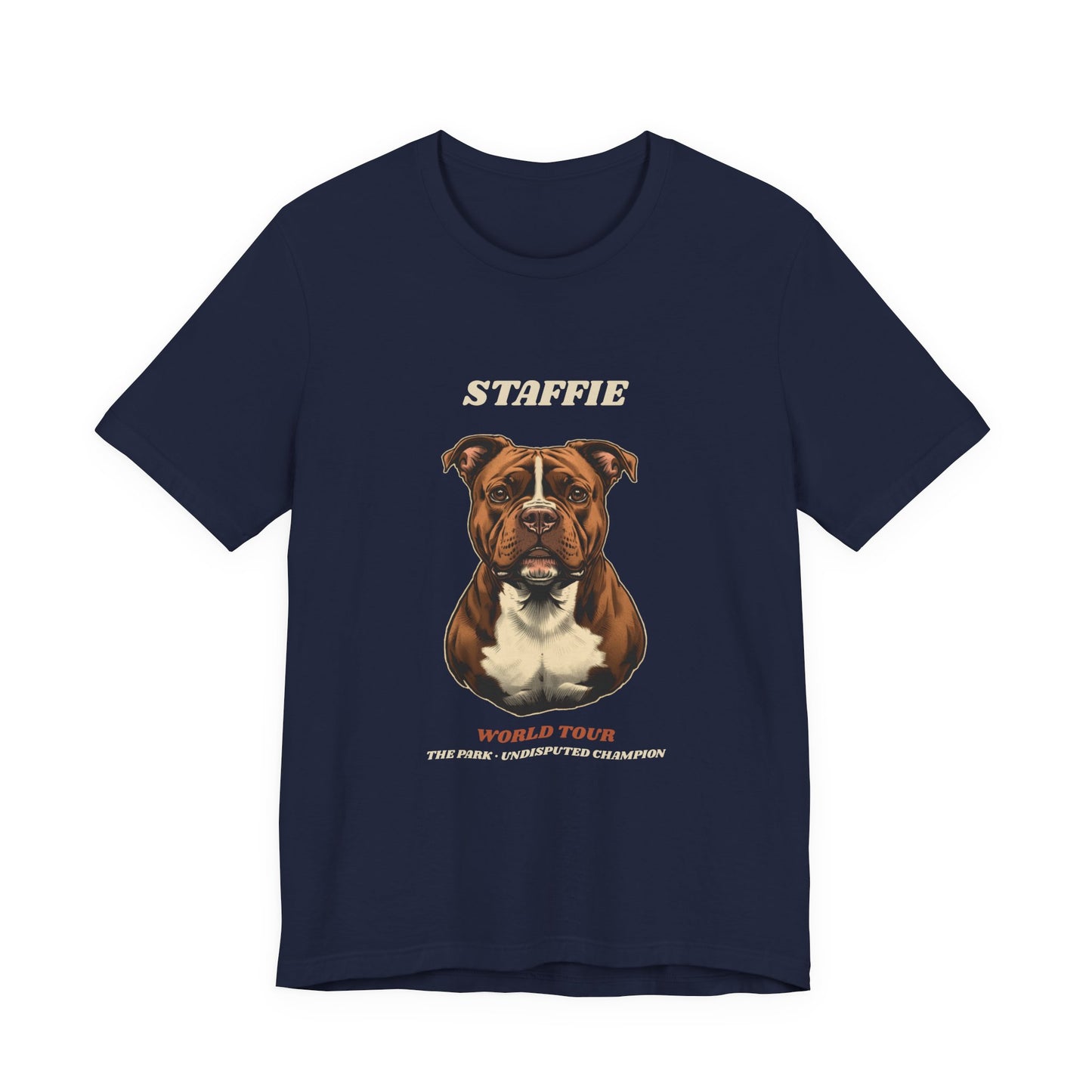 Staffie World Tour vintage band t-shirt on model outdoors