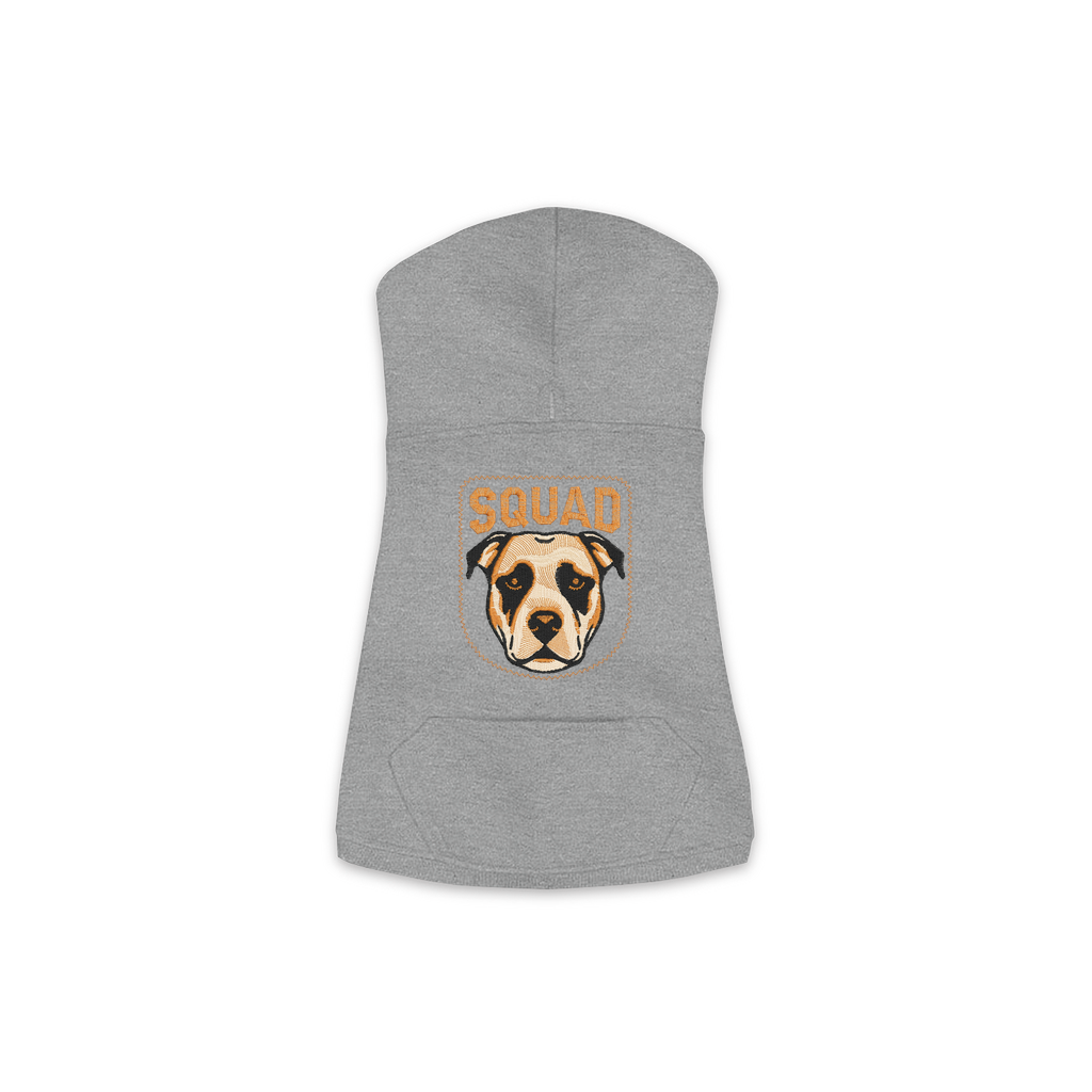 Staffy Squad dog hoodie in Granite Heather, sizes XS-M