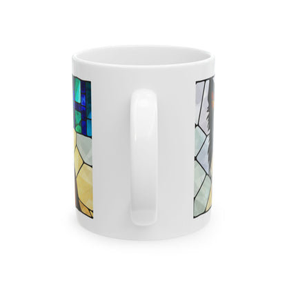 Border Collie ceramic coffee mug, 11oz and 15oz stained glass collie gift - view 4