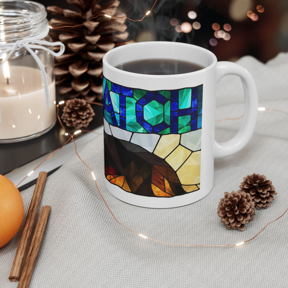 Border Collie ceramic coffee mug, 11oz and 15oz stained glass collie gift - view 7