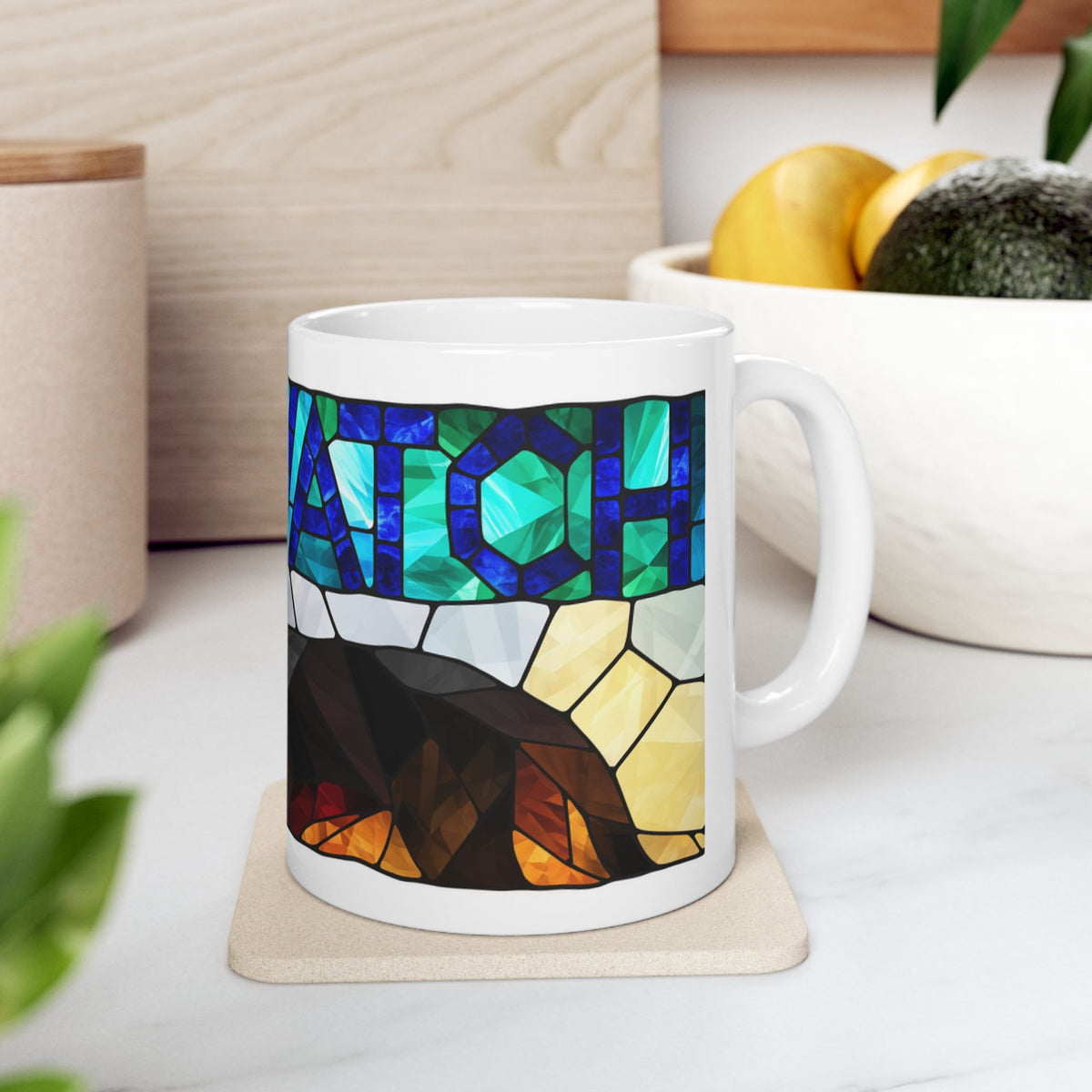 Border Collie ceramic coffee mug, 11oz and 15oz stained glass collie gift - view 10