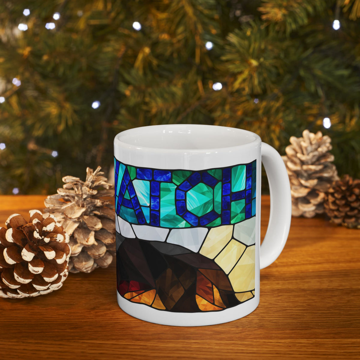 Border Collie ceramic coffee mug, 11oz and 15oz stained glass collie gift - view 12