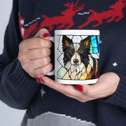 Border Collie ceramic coffee mug, 11oz and 15oz stained glass collie gift - view 13