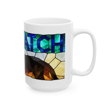 Border Collie ceramic coffee mug, 11oz and 15oz stained glass collie gift - view 17