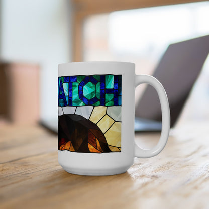 Border Collie ceramic coffee mug, 11oz and 15oz stained glass collie gift - view 18