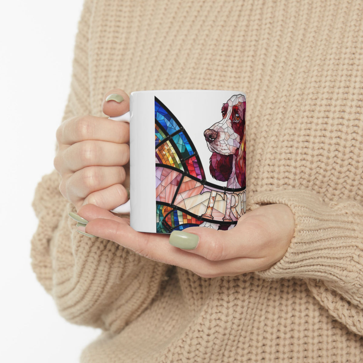 Cocker Spaniel ceramic coffee mug, 11oz and 15oz stained glass cocker gift - view 1
