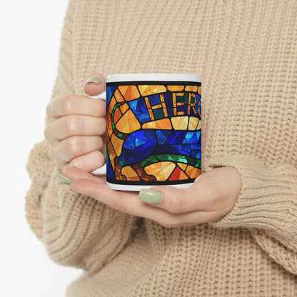 Dachshund ceramic coffee mug, 11oz and 15oz stained glass style sausage dog gift - view 1
