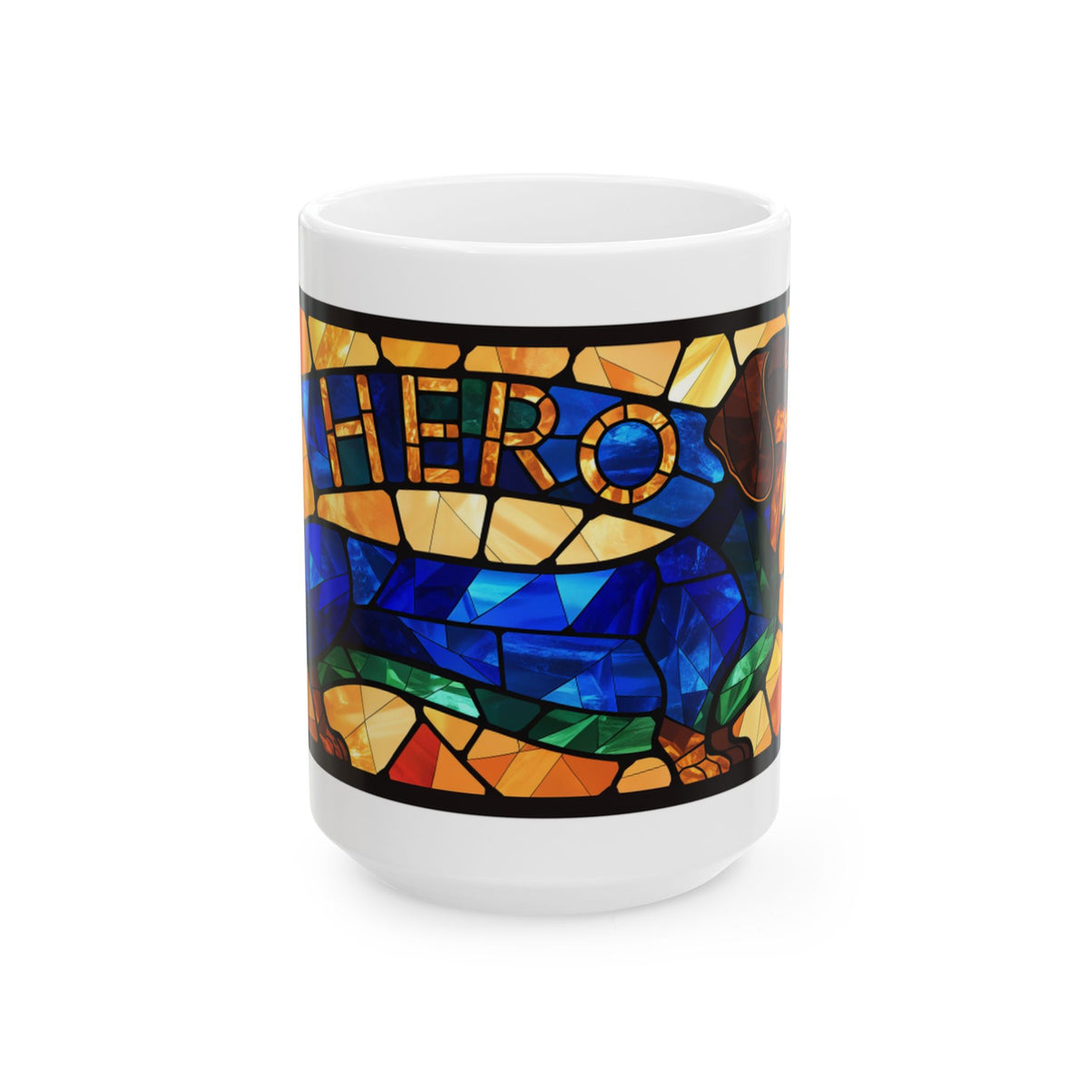 Dachshund ceramic coffee mug, 11oz and 15oz stained glass style sausage dog gift - view 2