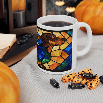 Dachshund ceramic coffee mug, 11oz and 15oz stained glass style sausage dog gift - view 9