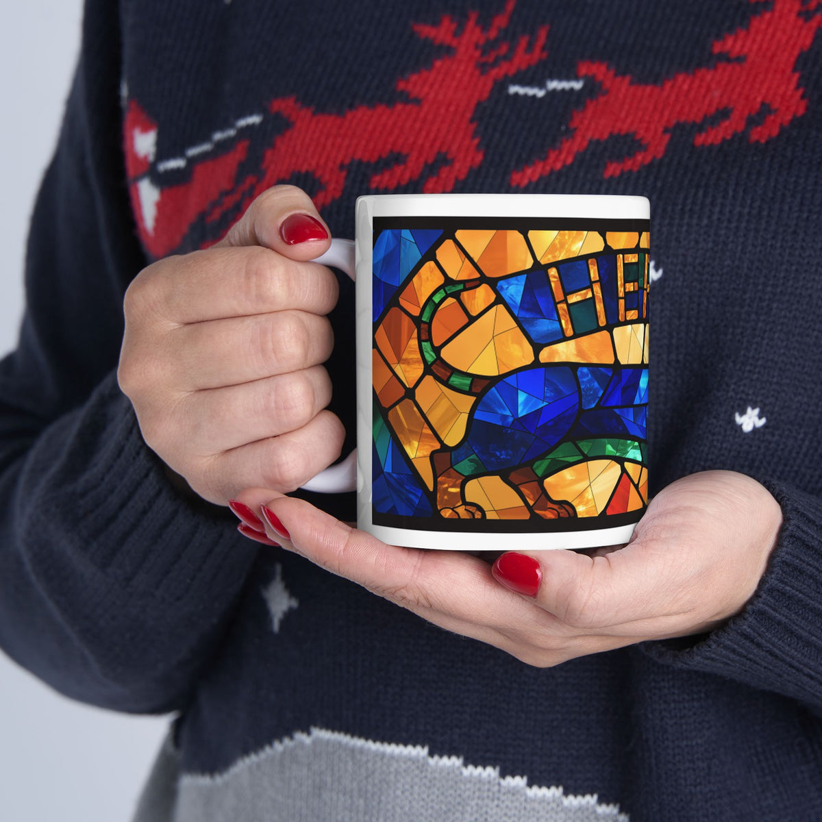 Dachshund ceramic coffee mug, 11oz and 15oz stained glass style sausage dog gift - view 13