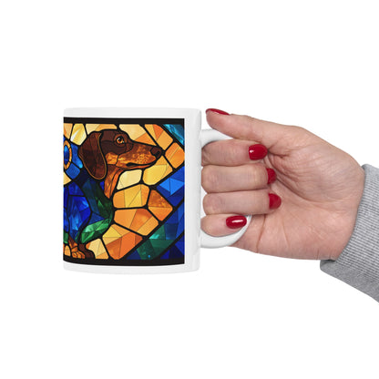 Dachshund ceramic coffee mug, 11oz and 15oz stained glass style sausage dog gift - view 14