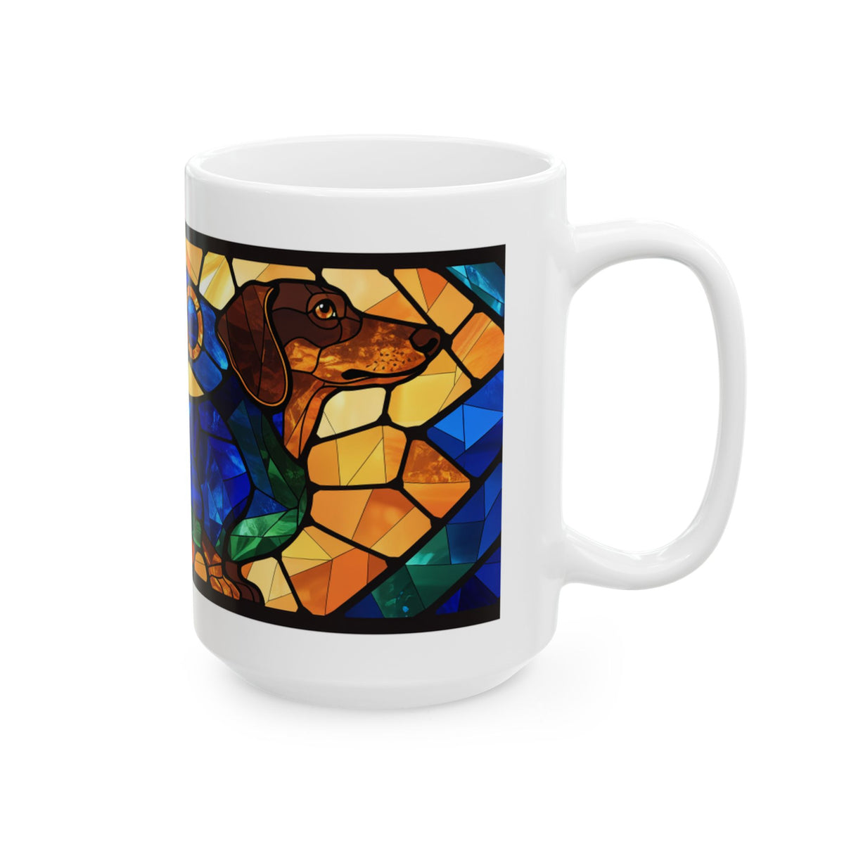 Dachshund ceramic coffee mug, 11oz and 15oz stained glass style sausage dog gift - view 17