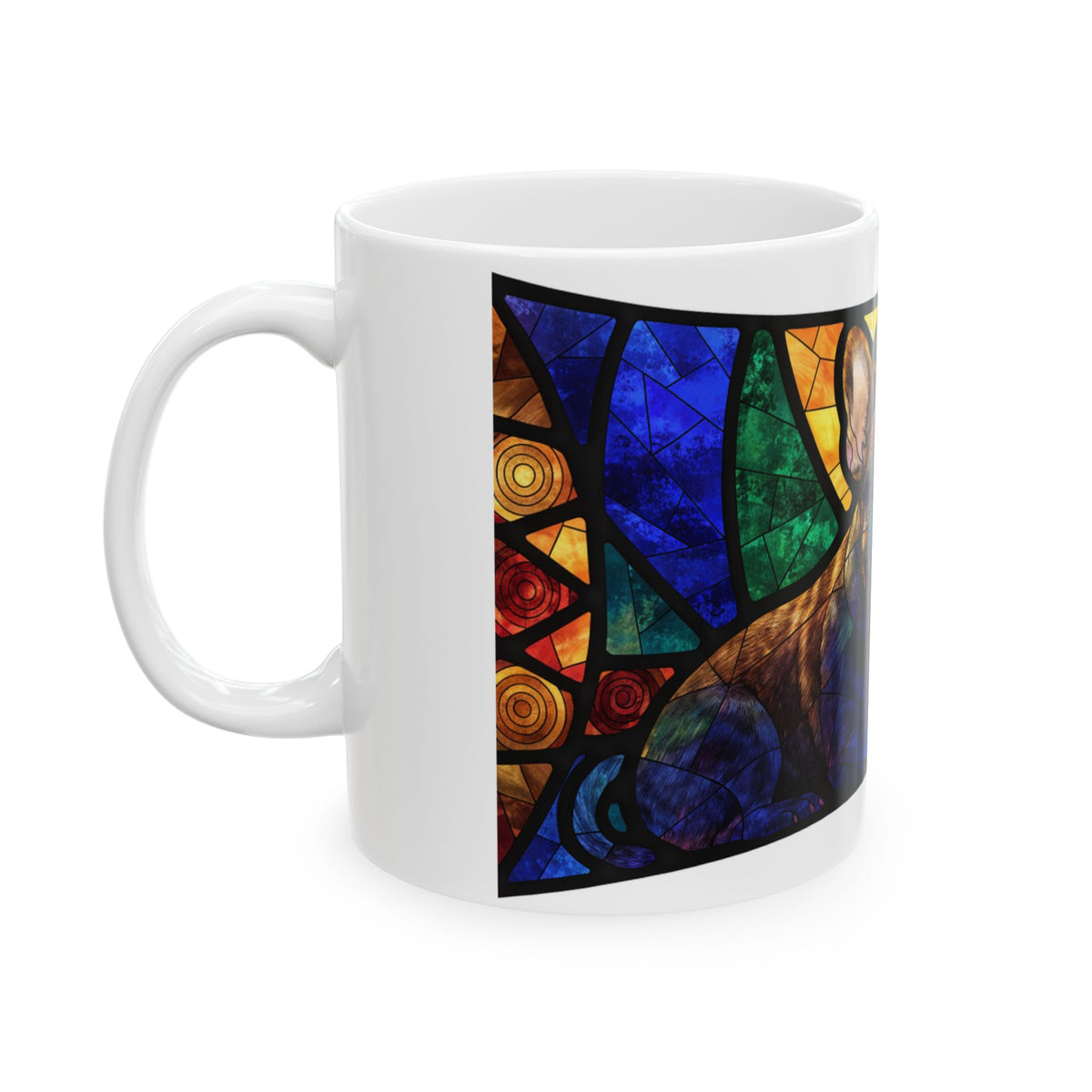 French Bulldog ceramic coffee mug, 11oz and 15oz stained glass style frenchie gift - view 5