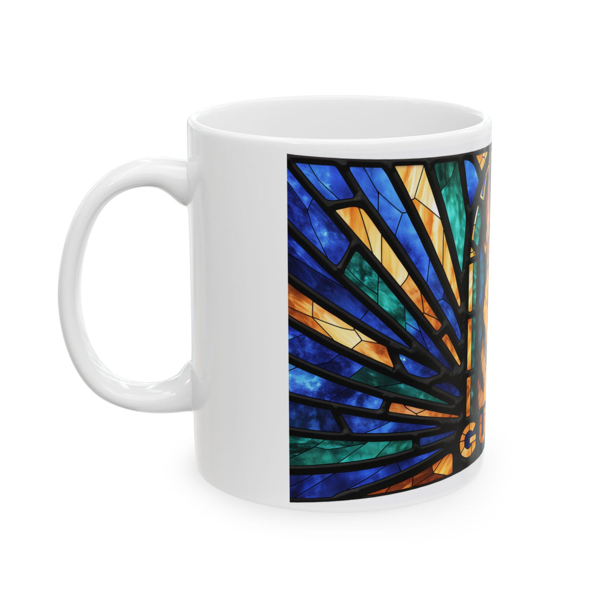 German Shepherd ceramic coffee mug, 11oz and 15oz stained glass style GSD gift - view 5