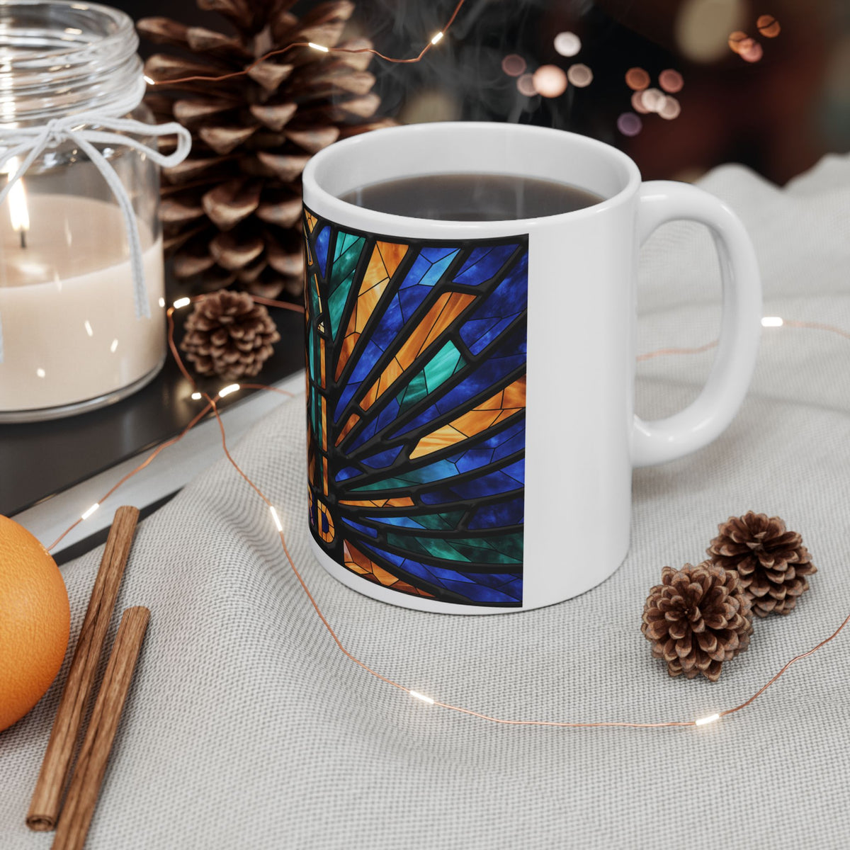 German Shepherd ceramic coffee mug, 11oz and 15oz stained glass style GSD gift - view 7