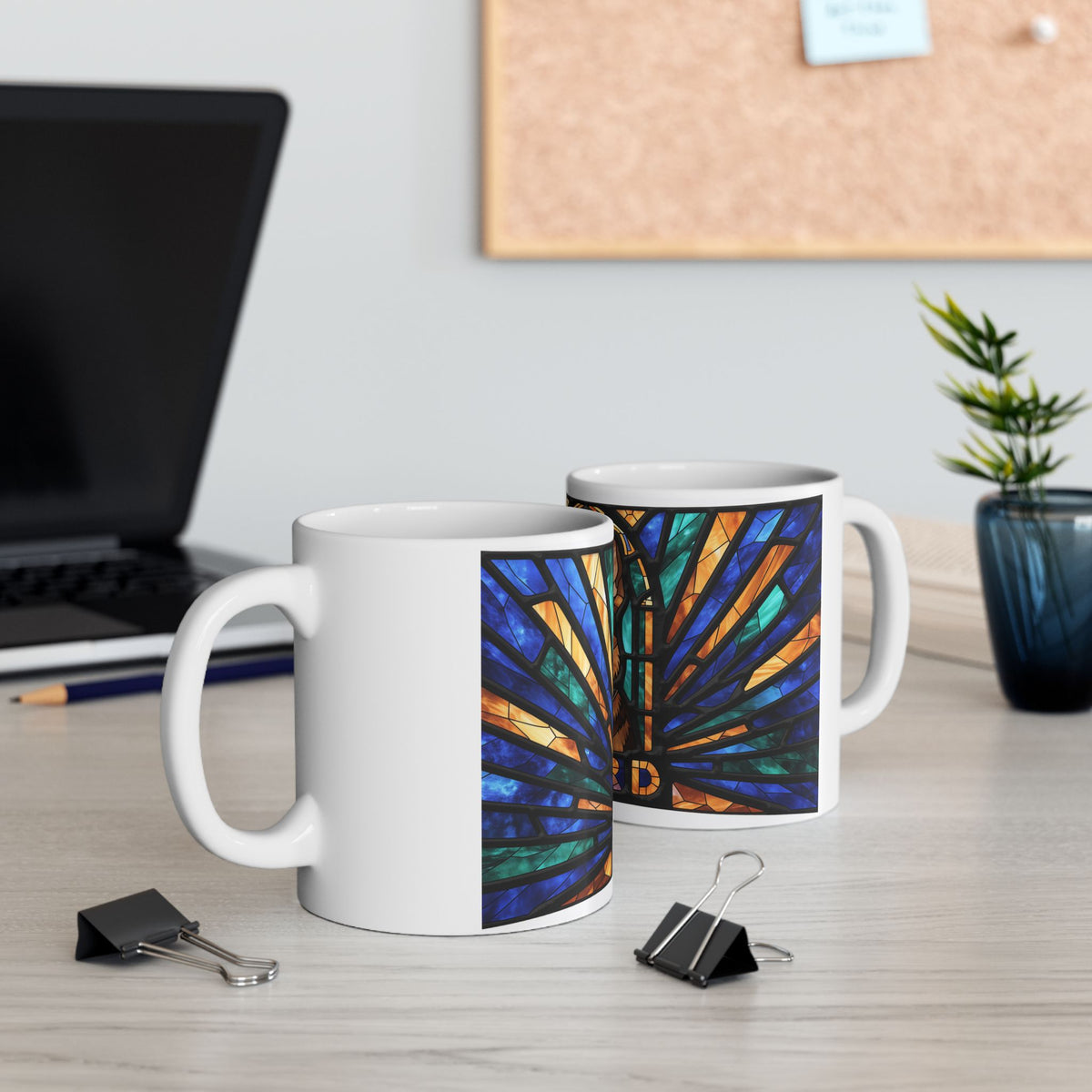 German Shepherd ceramic coffee mug, 11oz and 15oz stained glass style GSD gift - view 8