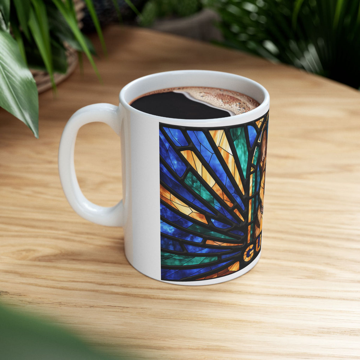German Shepherd ceramic coffee mug, 11oz and 15oz stained glass style GSD gift - view 11